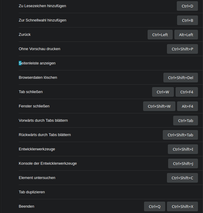 Tastenkürzel S1