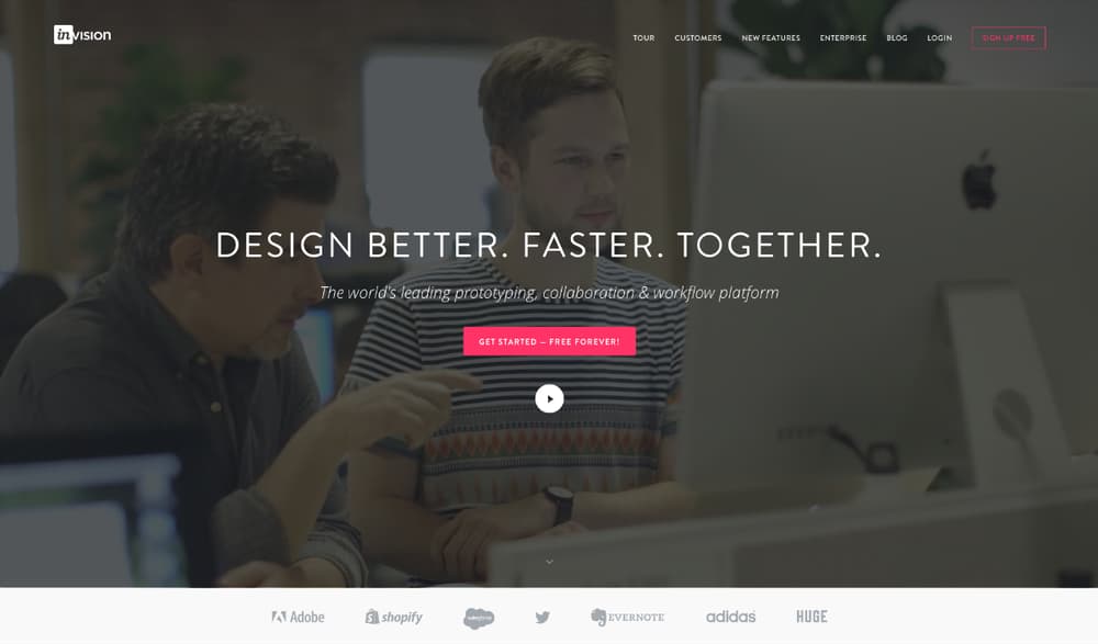 Beispiele für Landingpages | SEO DENDA 3 Landingpage Beispiel via t3n - https://assets.t3n.sc/news/wp-content/uploads/2015/07/landingpage_invision1.png?auto=format&h=&ixlib=php-2.3.0&w=1000